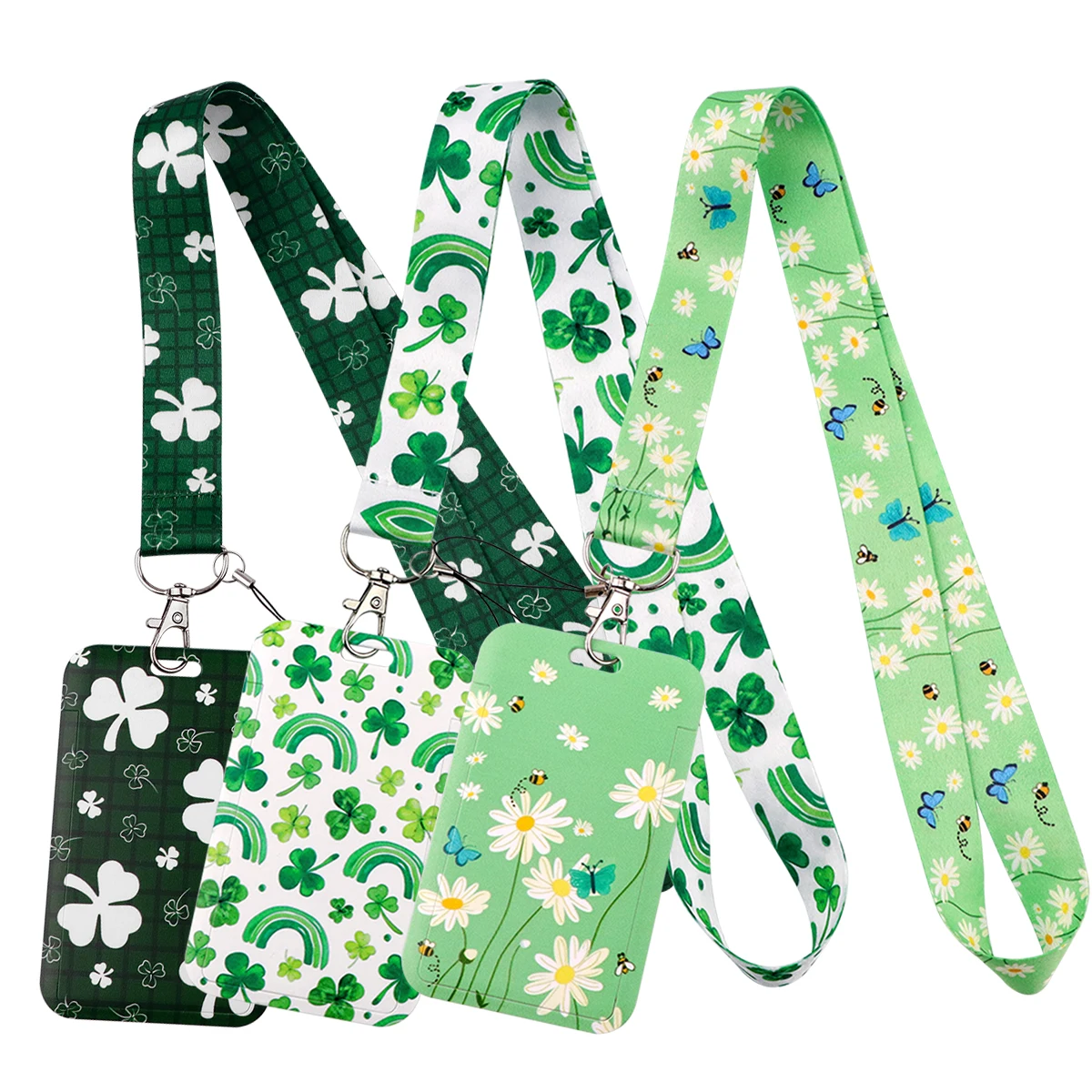 Clover Rainbow Lanyard For Keychain ID Card Student USB Green Badge Holder Key Ring Daisy Neck Straps Phone Accessories Gift