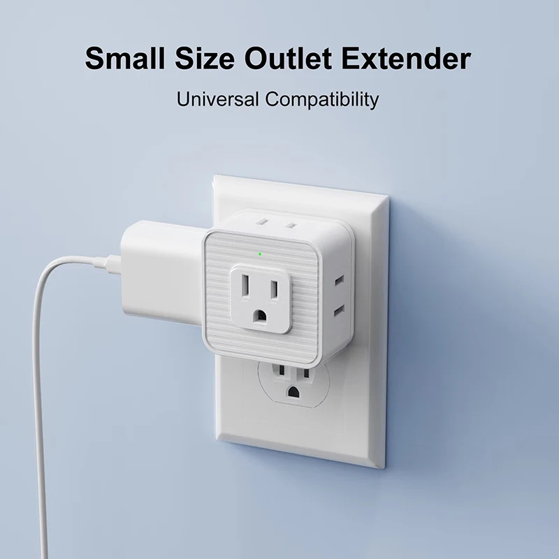 5-Way US Outlet Extender Mini Plug Adapter for Cruise Ship Travel Home Office Use - Compact Multi-Plug Converter