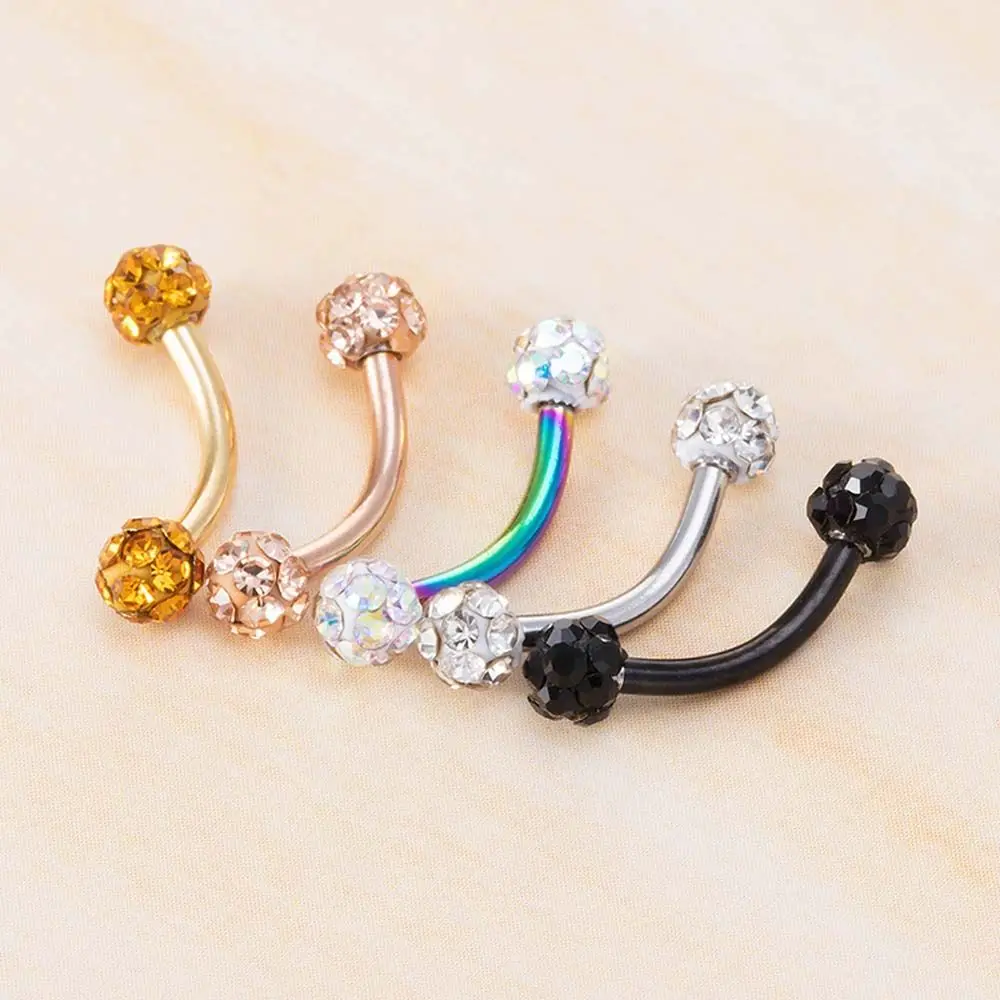 Männer Cool Für Frauen Gebogene Barbell Für Ohrringe Strass Piercing Schmuck Gefälschte Lip Stud Augenbraue Stud Ball Nase Ring