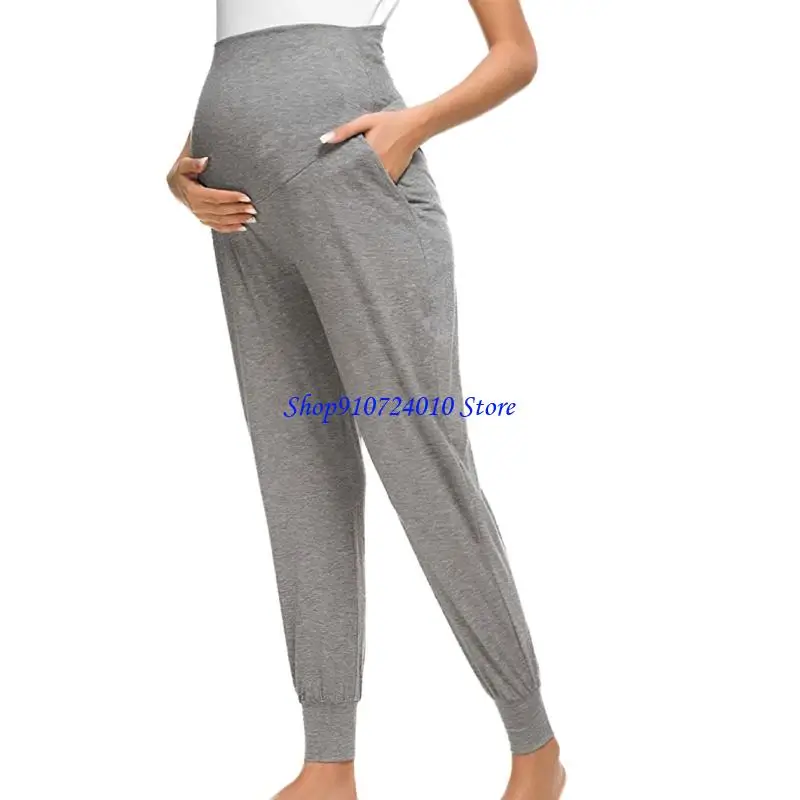 77HD سروال الحمل للتدريبات والملابس الكاجوال بنطلون تمرين الأمومة #6