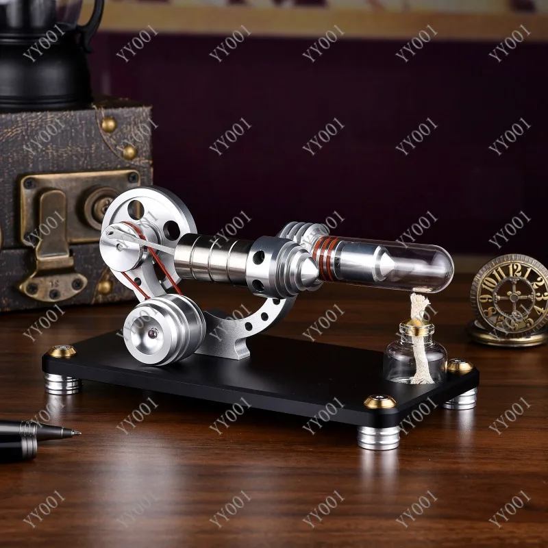 Metal Cylinder Balance Design Dual Cylinder Stirling Generator Operable Mini Engine Model