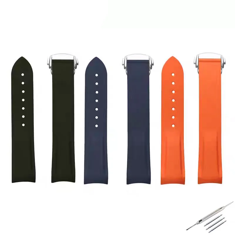 

20mm 22mm men rubber watch band accessories for Omega Seahorse 300 600 watch strap women silicone sport wristband folding buckle