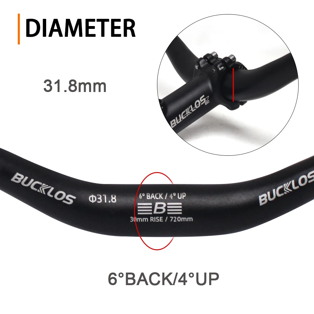 BUCKLOS 31.8*780mm MTB Bike Riser Bicycle Handlebar Aluminum alloy 720mm Cycling Racing Steering Wheel For Cycling Parts