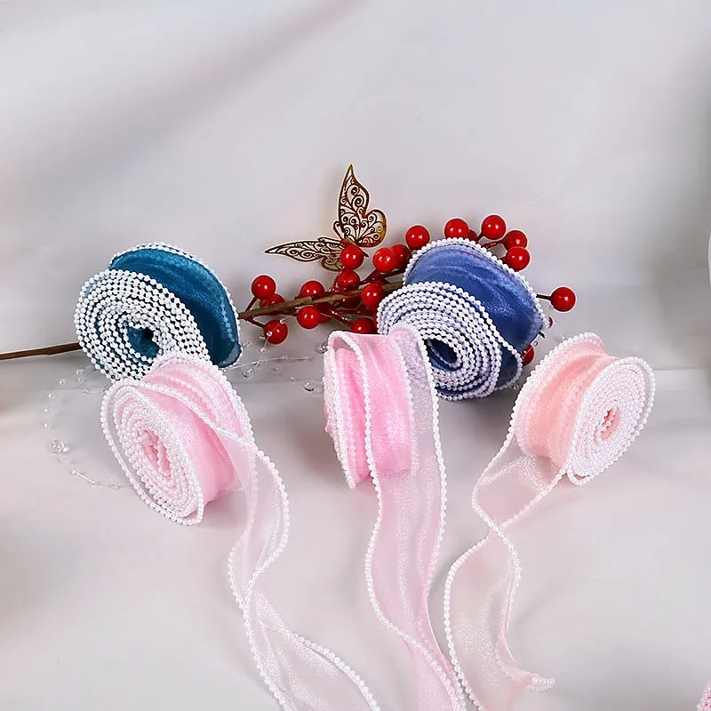Pearl Fish‑Tail Tulle Ribbon, Decorative Tape for Flower Cake Gift Box Wrapping, Bow Making Handmade DIY Craft Material