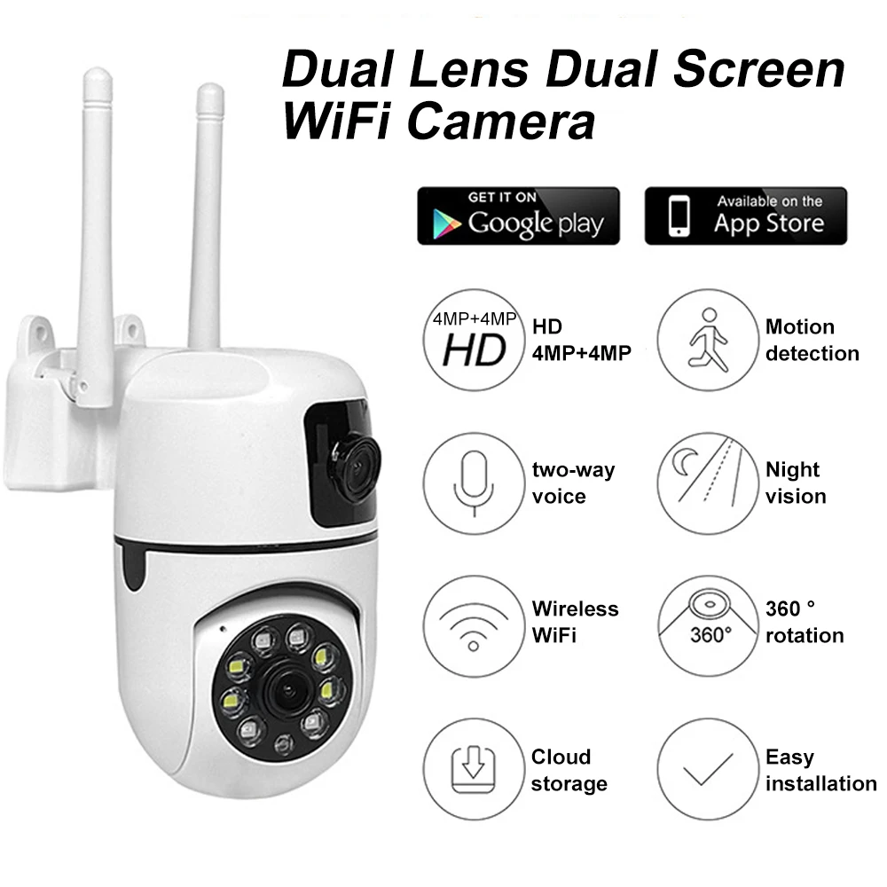

8MP 4K Dual Lens WiFi Security Surveillance Camera Outdoor Waterproof Human Detection Tracking Alarm Video Monitoring Night Cam