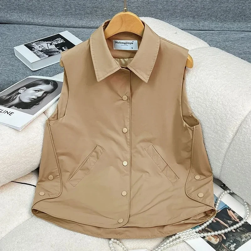 Gilet da Donna Design Primavera Estate 2026 Nuovo Modello con Risvolto Casual Senza Maniche Giacca Ampia Gilet Sovrapposto Capospalla Femminile di Tendenza