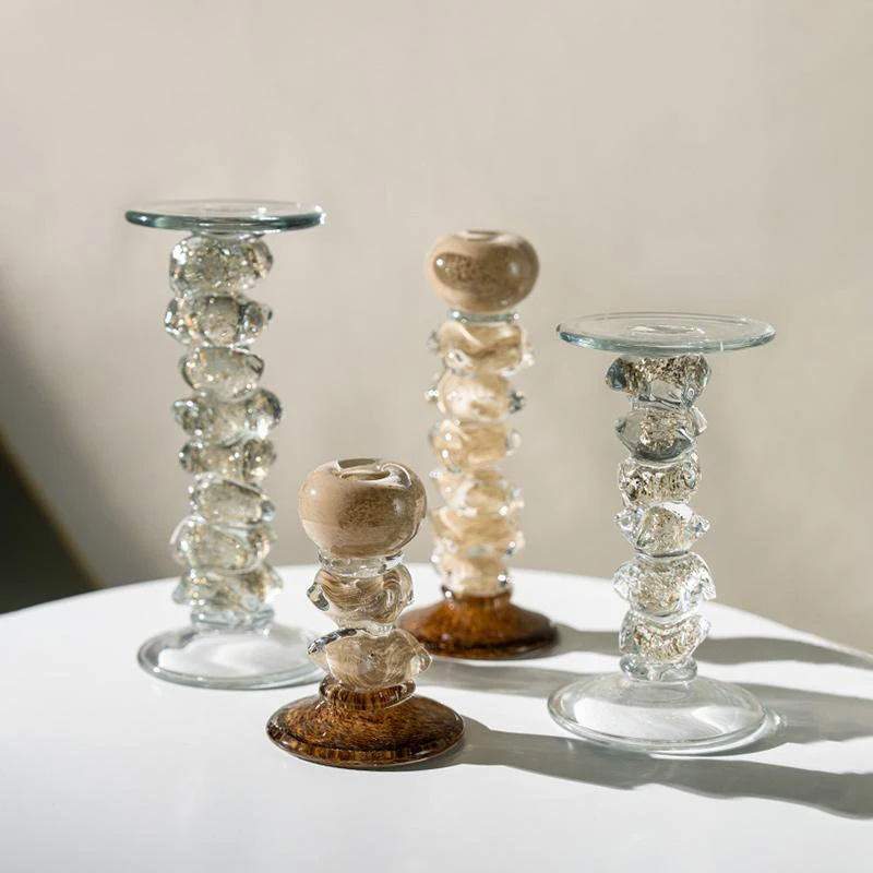 الفاخرة كتلة زجاجية كومة شمعة حامل رومانسية ضوء الشموع عشاء جو طاولة طعام غرفة المعيشة المنزلي اكسسوارات الديكور