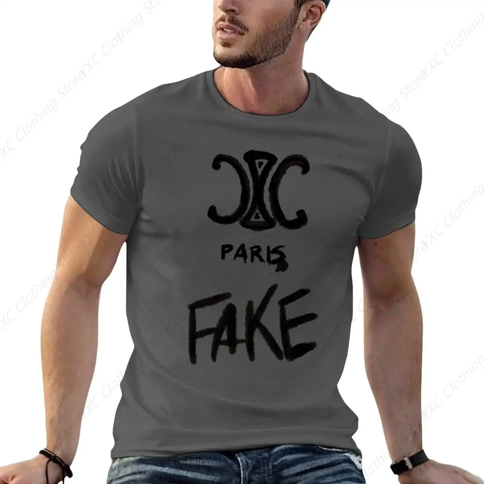 

T-shirt For Fake French Logo T-shirt summer top aesthetic clothes mens t shirts casual stylish