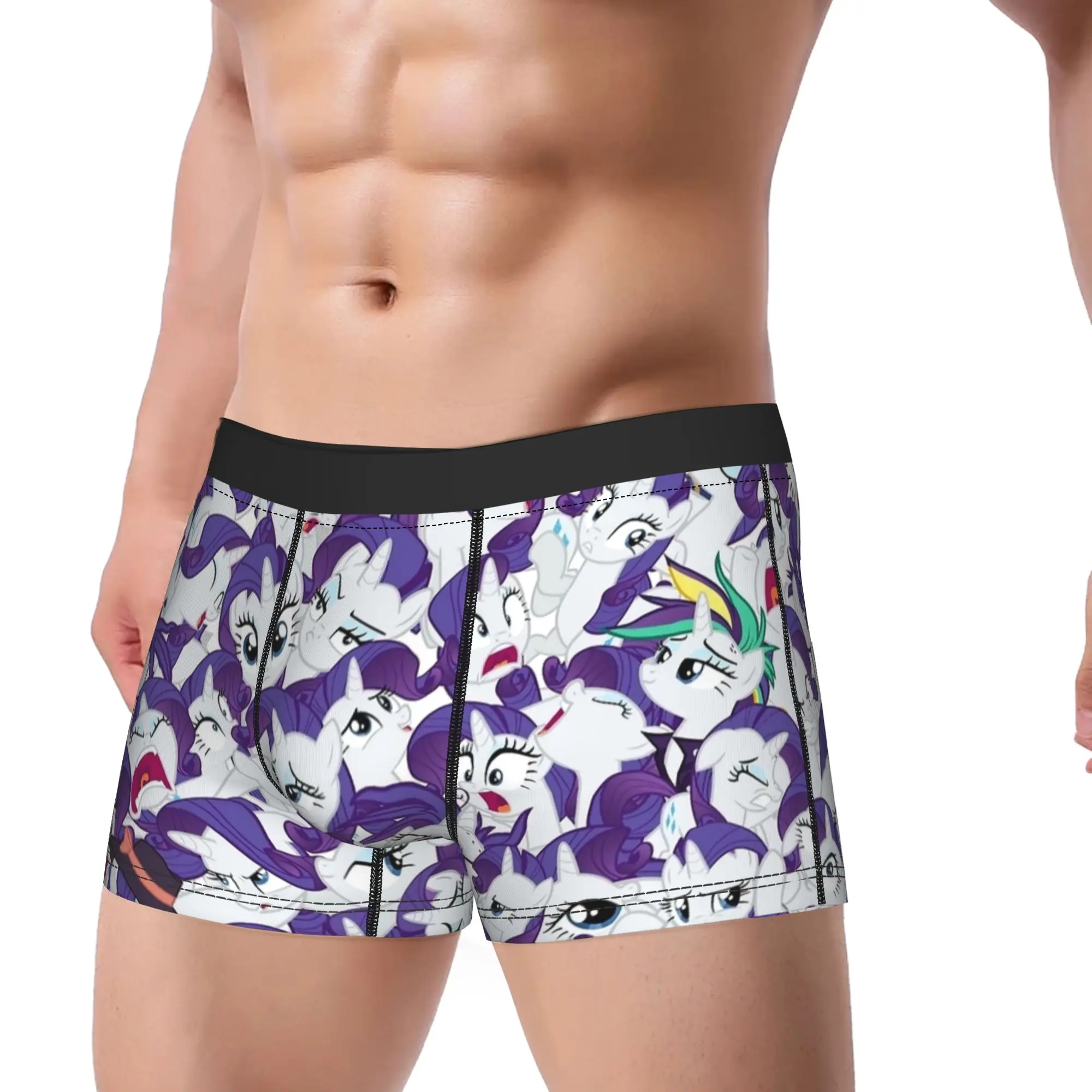 Men Rarity Mess MLPed Long Underwear Cartoon Sexy Boxer Briefs Shorts Panties Male Breathable Underpants Plus Size