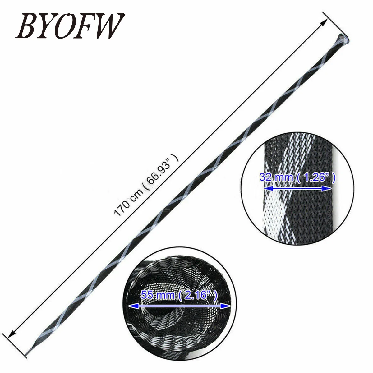 BYOFW 1 Piece 3cm Width Baitcasting Fishing Rod Cover Braided Mesh Protector Sleeve Pole Jacket Socks Guide Tool Accessories