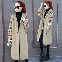 Long Thickened Mink Velvet-Like Coat Women Autumn Winter 2026 New Korean Cardigan Loose Jacket Hooded Outerwear Female Top Trend