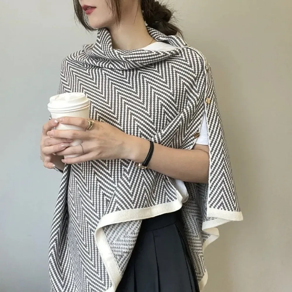 

Classic Striped Imitate Cashmere Scarf Thickened Winter Cashmere Scarves Knitted Warm Long Shawl Women