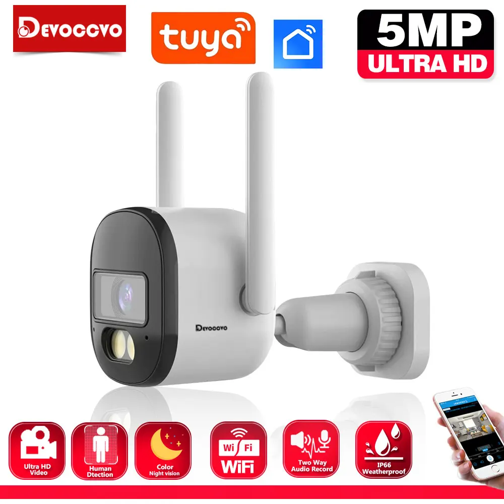 

5MP Tuya Smart Wifi Camera Outdoor Wireless Video Monitor Surveillance CCTV Home Security Protection Network IP Bullet Cameras