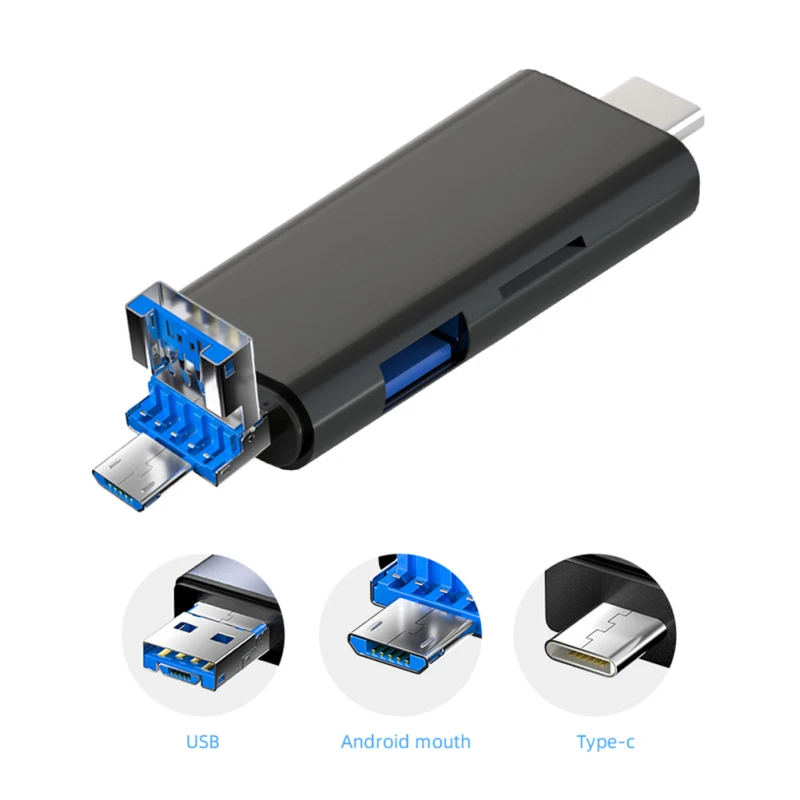 5 in 1 Multifunction Usb 2.0 Type C/Usb /Micro Usb/Tf/SD Memory Card Reader OTG Card Reader Adapter Mobile Phone Accessories