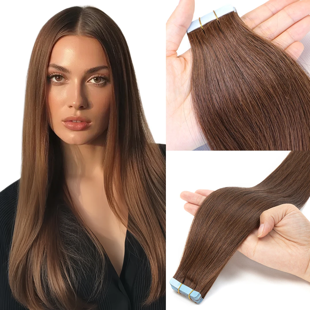 

Накладные прямые бразильские волосы из 100% натурального человеческого волоса, цвет 04 Темно-коричневый, 20/40 шт. в упаковке