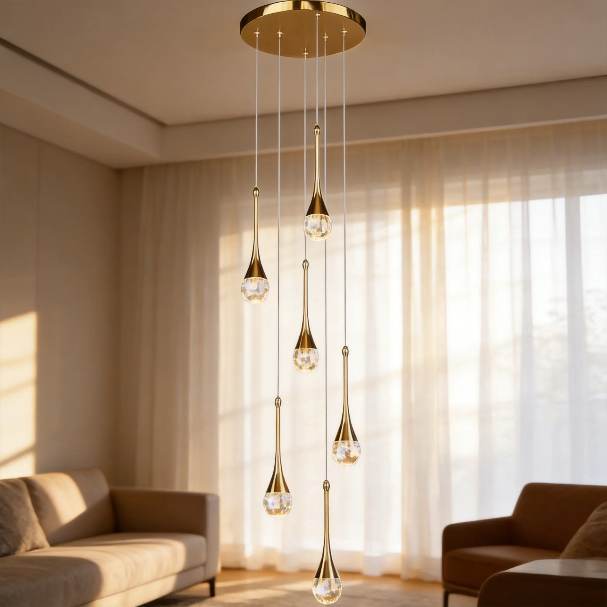 Lámpara de Araña Moderna de Cristal de Lujo con Burbujas para Sala de Estar, Comedor, Dormitorio, Penthouse, Escalera - Decoración de Diseño Elegante