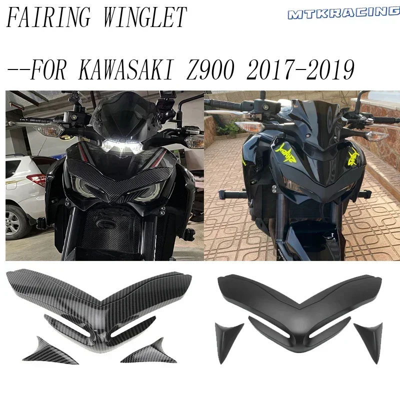For KAWASAKI Z900 Z 900 z900 2017 2018 2019 Front Fairing Aerodynamic Winglets Front Beak Nose Cone Extension Cover Extender