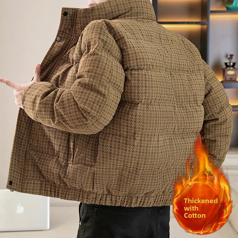 

Зимняя утепленная вельветовая хлопковая куртка для мужчин: теплая, универсальная, повседневная, свободного кроя, молодежная, трендовая.