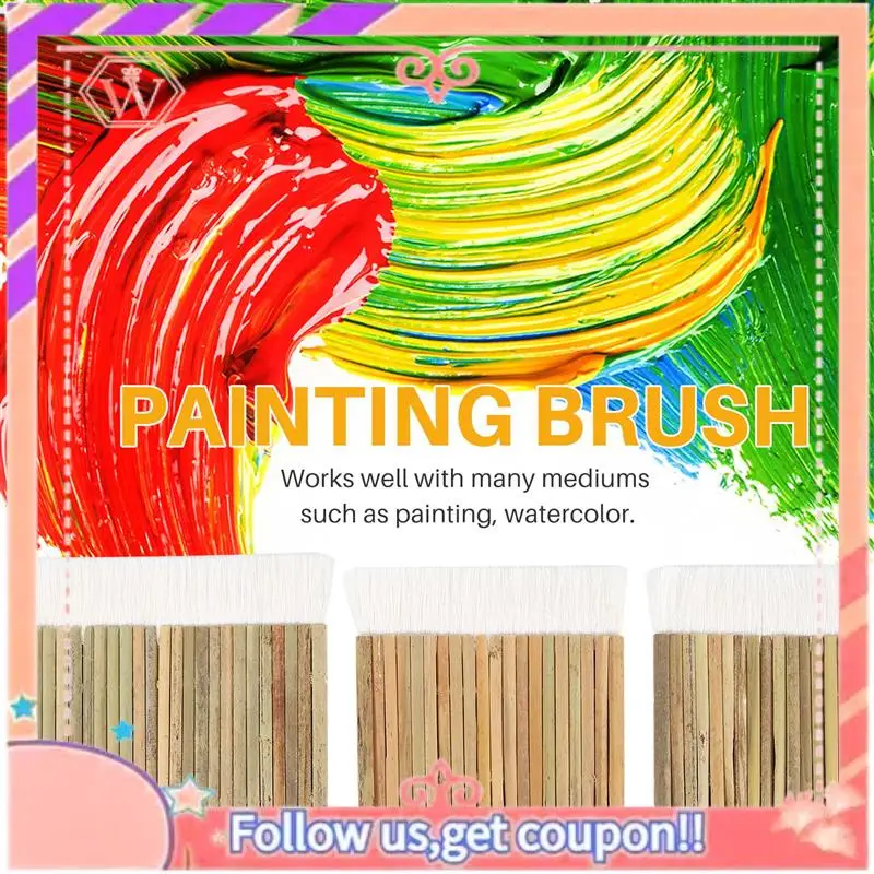 Upgraded 3 Size Sheep Hair Hake Brush Bamboo Handle Soft Brush Latex Paint Brush For Pottery Painting Drawing Drafting