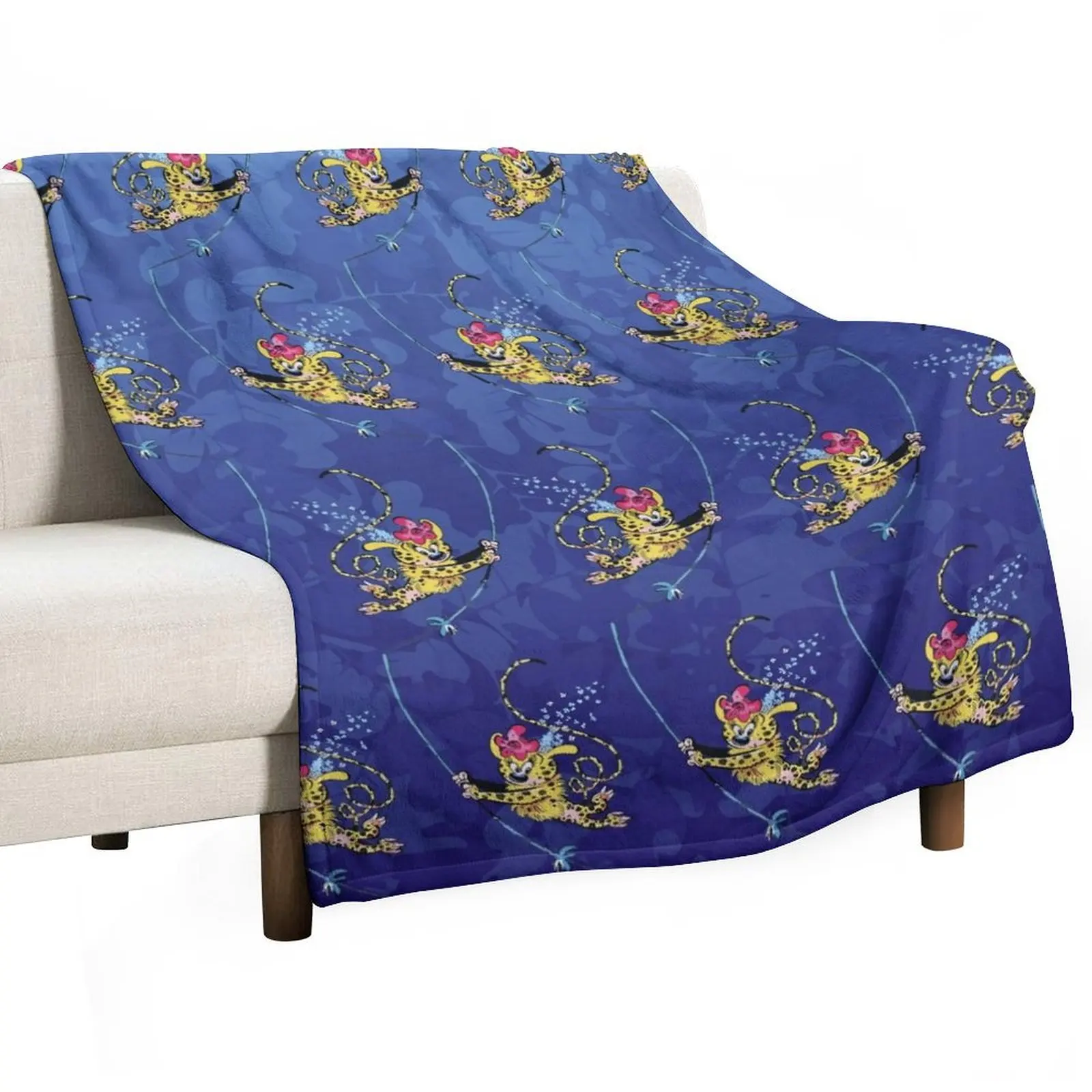 

Marsupilami girl in the jungle - Dark blue design Throw Blanket Flannel Blankets For Bed Thin halloween Blankets