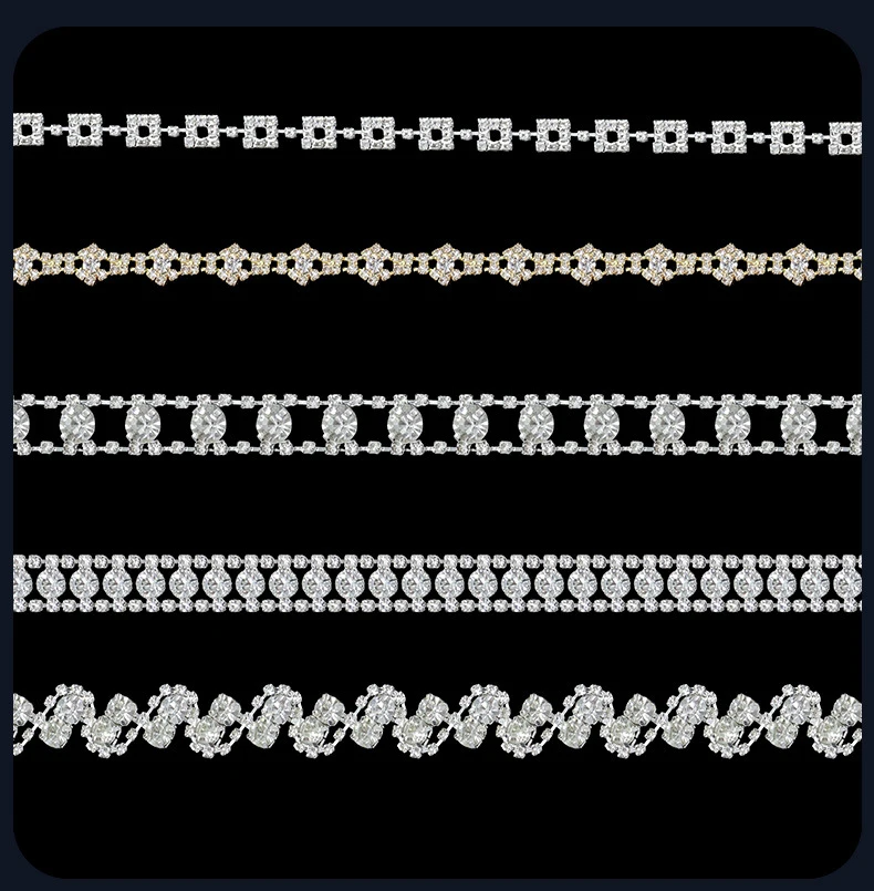 10 Yards Strass-Kette Kristall-Diamant Kleidungszubehör DIY Handwerk Party-Dekoration Geschenk Strass-Band Nähzubehör – Detail 2