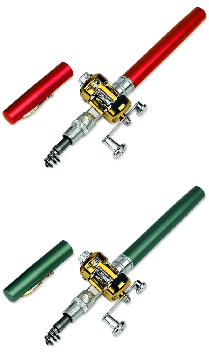 TAKEDO-Tragbare Eis Angelruten, Stift Form, Teleskop Reise Angelrute, Reel Linie Köder Haken Set, Spinning Boot Ruten – Detail 7