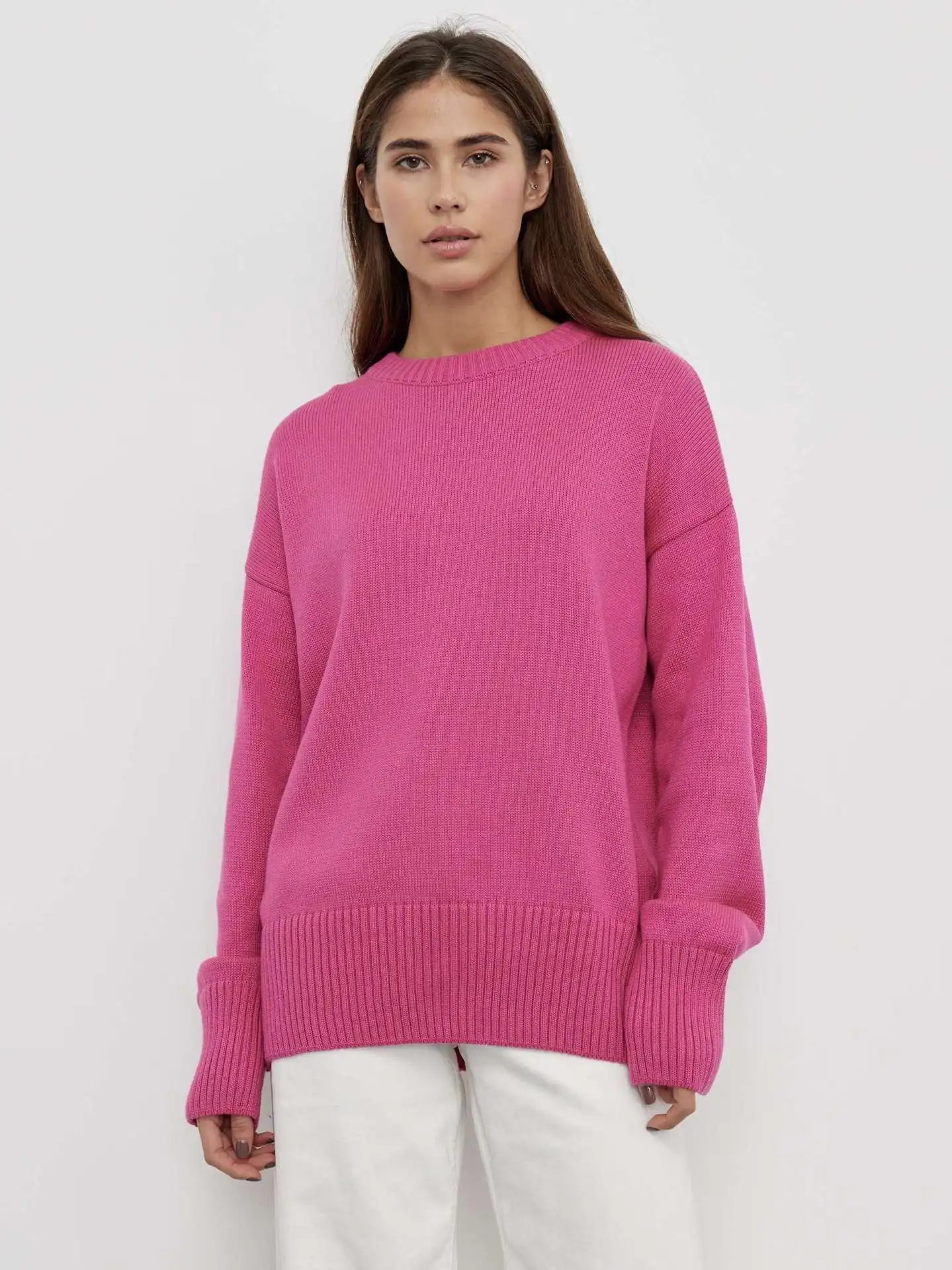 Hirsionsan Basic Regular Knitted Cashmere Sweater Women 2023 New Winter Loose Solid Ladies Pullovers Warm Casual Knitwear Jumper