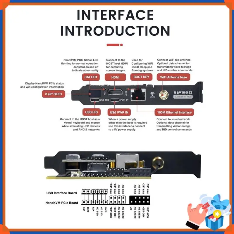 

Компактный Nanokvm-Pcie Sipeed Nanokvm-Pcie Nanokvm-Pcie Pikvm Мини-сервер с дистанционным управлением и обслуживанием