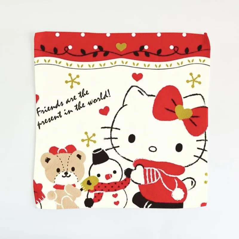 Hello Kittys Absorbent Towel Anime Christmas Cartoon Cute Girls Wipe Hand Face Towel Handkerchief Baby Bathing Feeding Washcloth