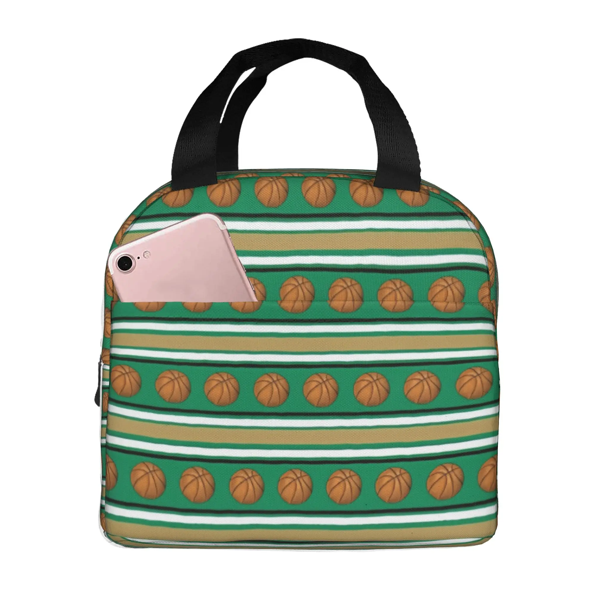 Stripes Basketball Lover Player  Insulated Lunch Bags for Women  Resuable Cooler Thermal Bento Box Outdoor Camping Travel