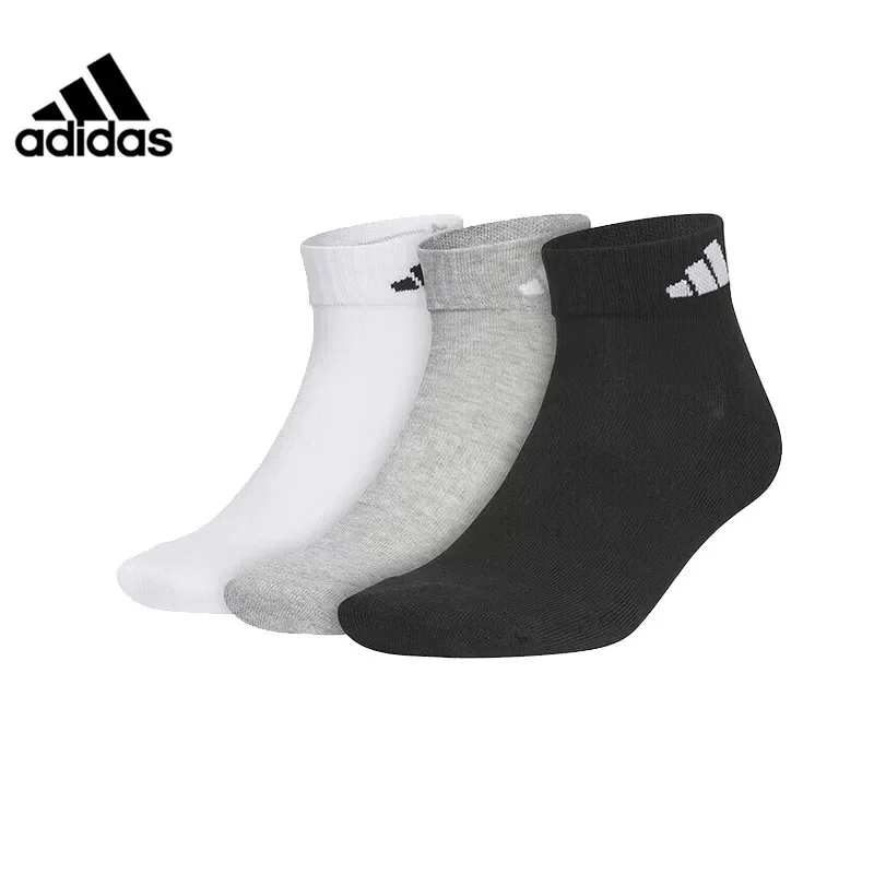 Adidas Three-Pair Set of Casual Short-Sleeved Stockings for Fitness - New Style Men's and Women's Comfortable Socks JC9270