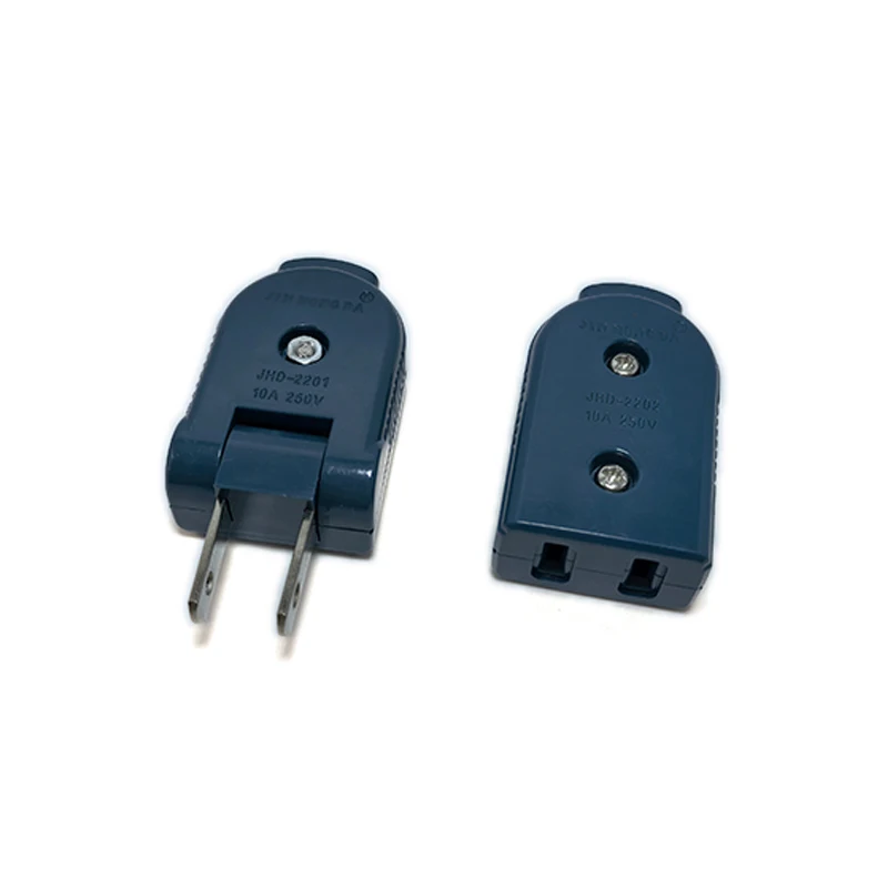 male female Wiring Power Plug 90 degree Rotation 2 Pin 10A Power Extension Cord Rewireable Plug