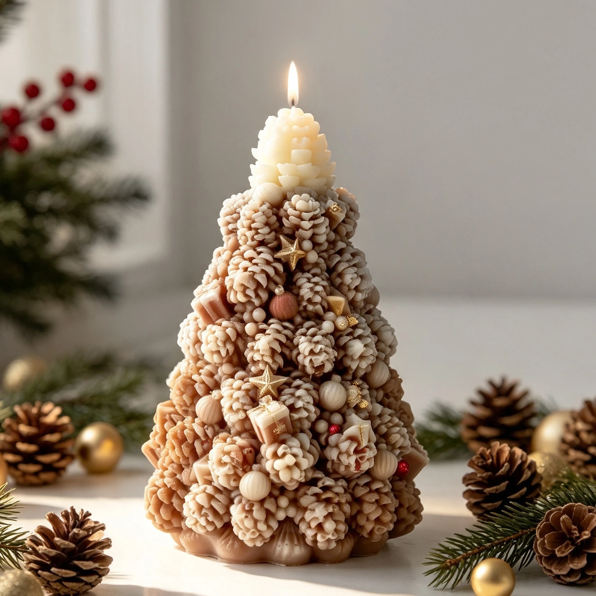 3D Christmas Pinecone Tree Candle Silicone Mold DIY for Aroma Plaster Resin Soap Handmade Craft Home Decor Gift