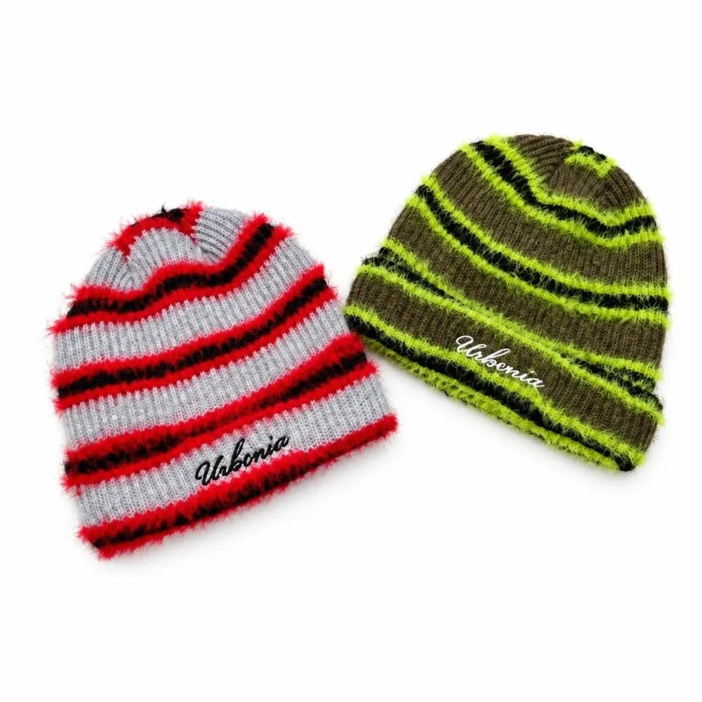 Warm Dopamine Color Pullover Hats Cold Proof Windproof Knitted Hats Casual Warm Beanies For Women