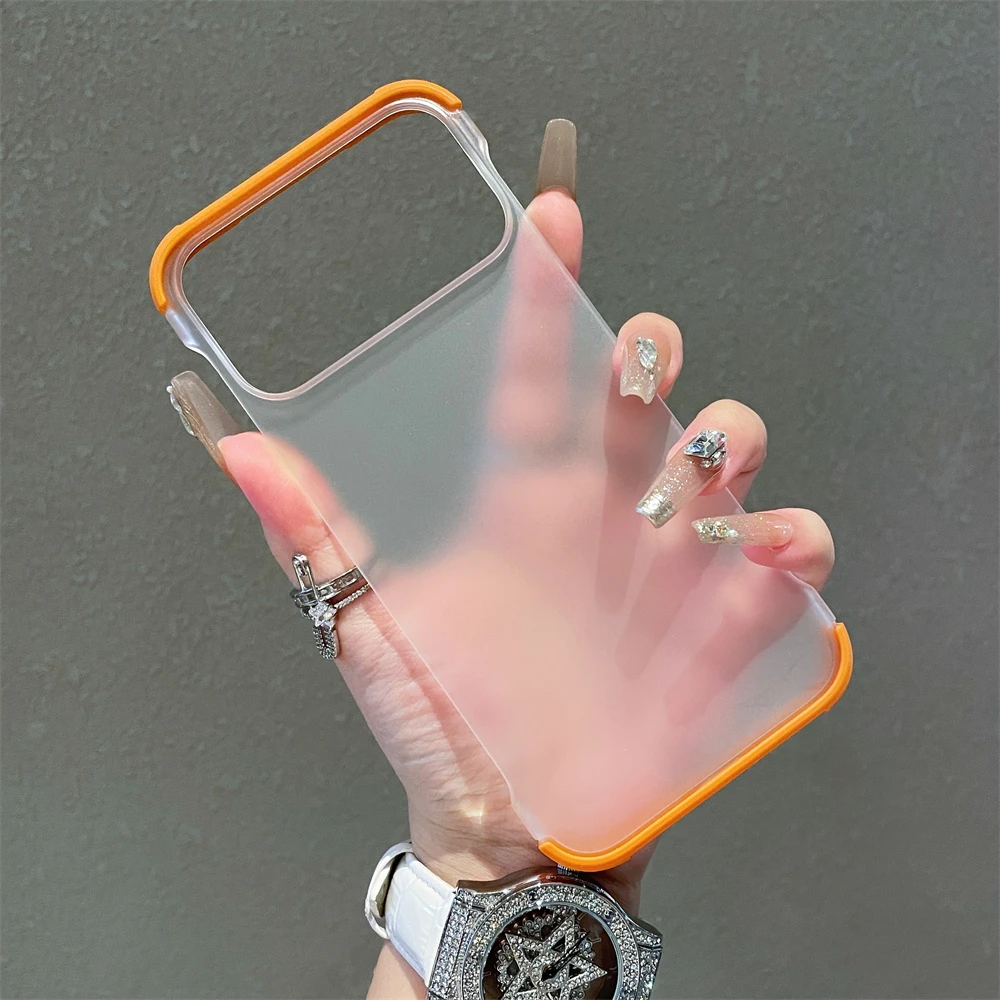 Funda de teléfono ultrafina mate sin marco para iPhone 17 Pro Max 16 Plus 15 14 13 12 cubierta transparente esmerilada a prueba de golpes de cuatro esquinas