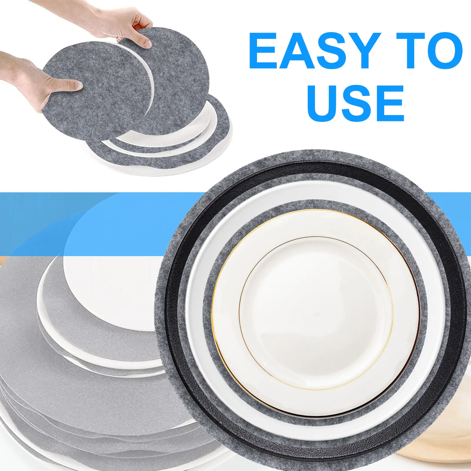 96 Felt Plate Dividers Plate Storage Set 3 Sizes Round Pan Separators Protectors Dish Protectors Pads Soft Plate Separators Pads