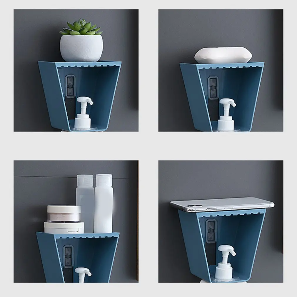 Organizador de baño montado en la pared, estante para botella de champú, Gel de ducha, soporte para jabón líquido, estantes autoadhesivos, colgador