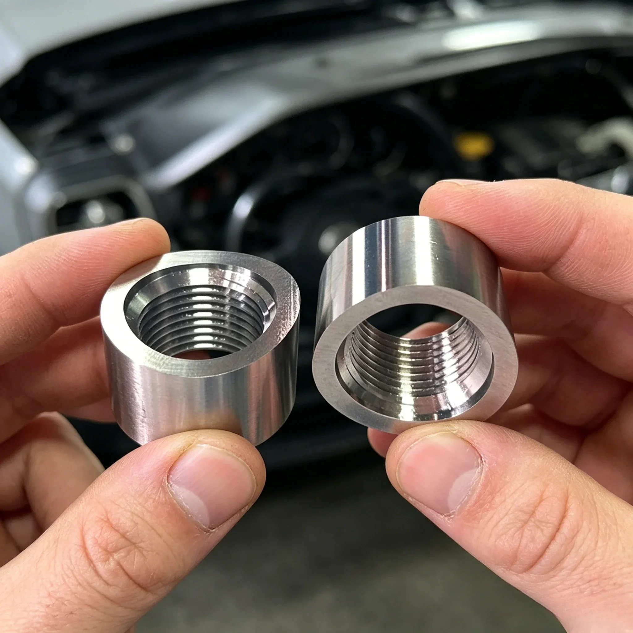 1/2PCS M18x1.5 304 Stainless Steel Curved Notched O2 Oxygen Sensor Weld Bung Nut Exhaust