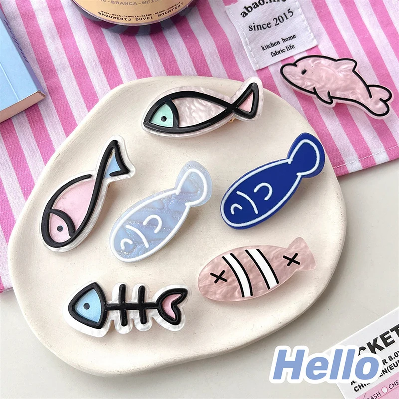 Korean Style Creative Little Fish Bone Hairpin Barrettes Summer Cartoon Dolphin Clip Funny Hair Accessories For Women Headwear