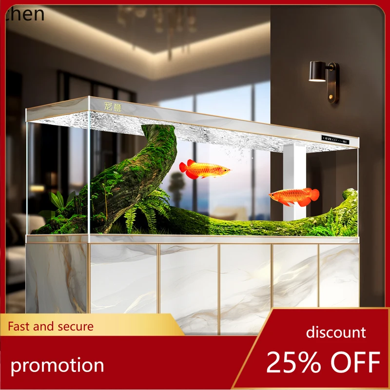 

HT glass fish tank living room floor-to-ceiling home intelligent entrance ecological tank fish tank