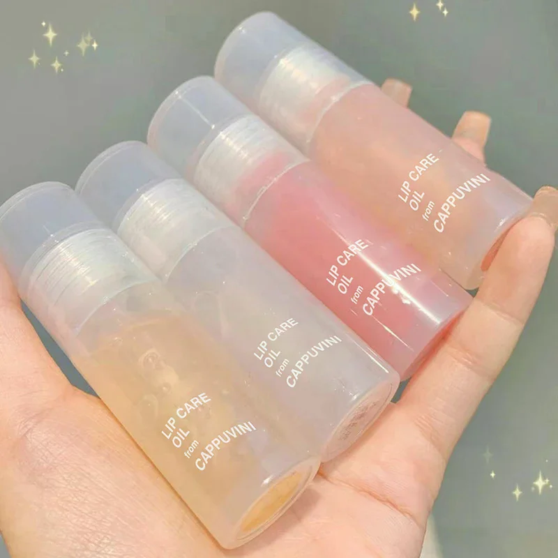 Cappuvini Transparentes Lippenöl, Glas-Lipgloss-Duft, nicht klebrig, spendet Feuchtigkeit, Lippentönung, Lip Plumper, Lippenpflege, Serum, Primer-Pinsel