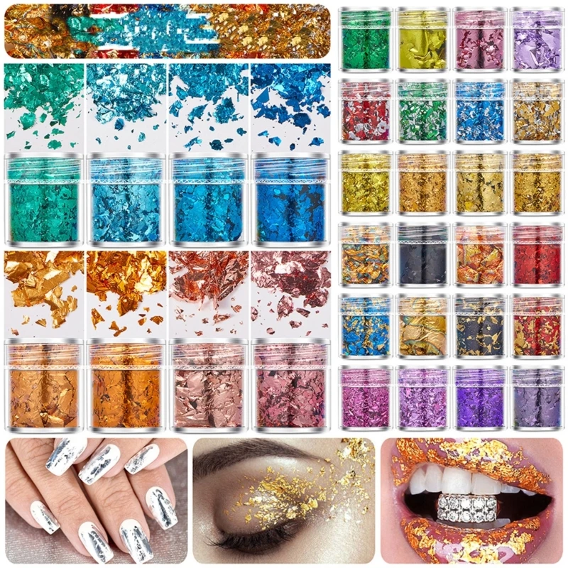 

Imitation Foil Sequins Leaf Flakes for Resin Nails Crafts and Jewelry Making