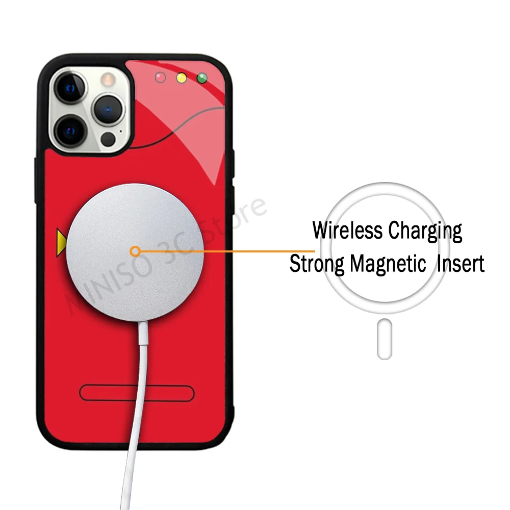 Pokedex czerwony futerał na telefon silny magnetyczny dla IPhone 15 14 13 Pro Max 11 12 Mini dla Magsafe