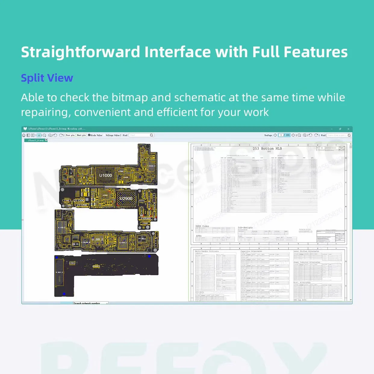 REFOX Bitmap Schematic Diagram Applicable for Apple iPhone for Macbook and Android Phone Motherboard Repair Support 2000 Models