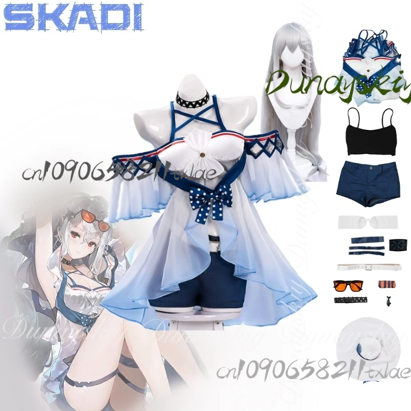 

Arknightss Game Skadii Cosplay Long Double Ponytail Gauze Top Shorts A Bounty Hunter Riding The Waves Cosplay Costume All Set