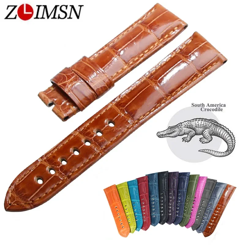 ZLIMSN Original Alligator Strap Luxury Strap 12 Color Custom Size for Panerai Radiomir Luminor Luminor Due Submersible Watchband