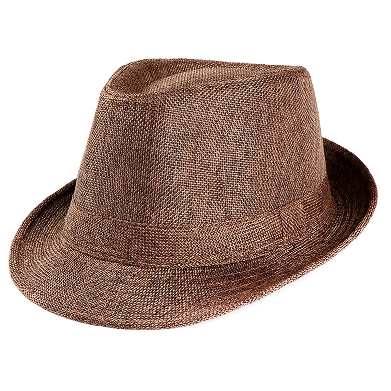 Men Women Fashion Jazz Hat Breathable Linen Cowboy Caps Straw Weave Sun Hats Summer Retro Chapeau Fedoras 1920s Classic Panama