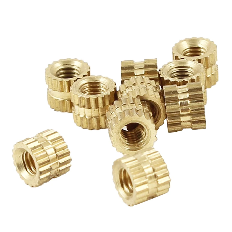 A02F-100PCS M3 X 3Mm Binnendraad Messing Gekartelde Schroefdraad Insert Inbedding Noten & 100PCS M2 X 3Mm