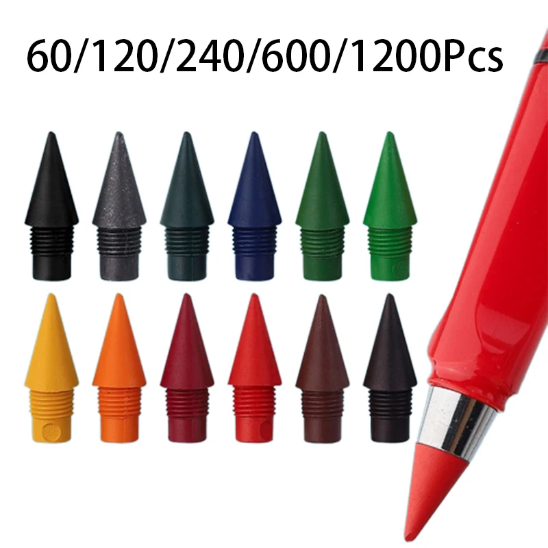 

60-1200Pcs Replaceable 12 Colors Unlimited Pencil Nib Infinite Pencil HB Pencil Writing Accessories Art Sketch Stationery