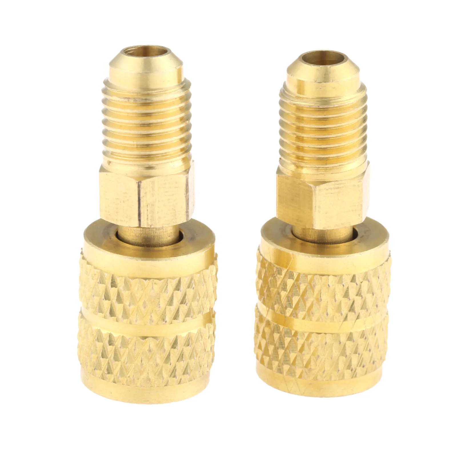 2Pcs R410a Straight Adapter Charging Hose To Vacuum Pump with Full Swivel Tip Air Conditioners HVAC Refrigeration Service Brass